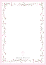 Load image into Gallery viewer, Girl Baptism Invitation | Watercolor Cross | Pink Floral Border | Baby Dedication Invite