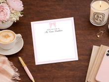 Load image into Gallery viewer, Pink Gingham Notepad – Personalized Name Notepad with Preppy Bow | Custom Stationery Gift