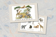 Load image into Gallery viewer, Kids Safari Placemat | Personalized Laminated Wild Animal