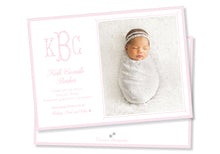 Load image into Gallery viewer, Pink Monogram Girl Birth Announcement