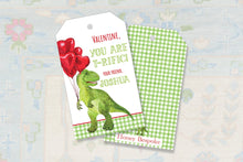 Load image into Gallery viewer, Dinosaur Valentines Tags | T-Rex Valentines | Gift Tags