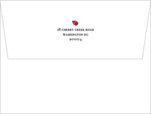 Load image into Gallery viewer, Personalized Ladybug Stationery | Watercolor Monogram Notecards & Thank You Notes