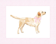 Load image into Gallery viewer, Watercolor Girl Nursery Wall Art | Pink Gingham | Monogram & Dog Prints