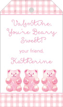 Load image into Gallery viewer, Beary Cute Valentines Gift Tag - Sweet Gummy Bear Grandmillennial Valentine