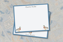 Load image into Gallery viewer, Mallard Duck Stationery | Personalized Boys Thank You Notes | Notecards For Boys