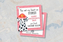 Load image into Gallery viewer, Firefighter Valentine Tags | Dalmatian Firetruck | Printable Class Tags