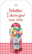 Load image into Gallery viewer, Customizable Bubble Gum Valentine Tags - I Chews You Printable Class Tags