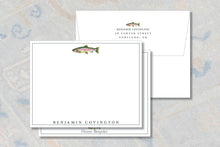 Load image into Gallery viewer, Personalized Trout Stationery | Fishing Notecards | Watercolor Fish Thank You Notes