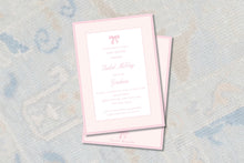 Load image into Gallery viewer, Classic Watercolor Bow Baby Shower Invitation / Preppy Baby Shower Invitation / Grandmillennial Baby Girl Shower / Southern Baby Girl Shower