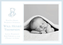 Load image into Gallery viewer, Teddy Bear Birth Announcement Photo Card | Monogram Newborn Announcement | Classic Gingham