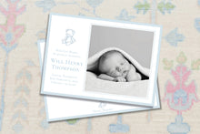 Load image into Gallery viewer, Teddy Bear Birth Announcement Photo Card | Monogram Newborn Announcement | Classic Gingham