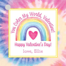 Load image into Gallery viewer, Rainbow Valentine Gift Tags - Digital Valentine Tie-Dye Printables