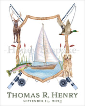 Load image into Gallery viewer, Watercolor Nursery Art Print / Nursery Art / Boy Art Print / Sportsman Theme Nursery / Dog Theme Nursery / Baby Shower Gift / Hunter