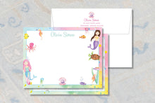 Load image into Gallery viewer, Watercolor Mermaid Thank You Cards: Under the Sea Stationery