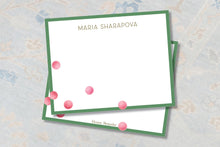Load image into Gallery viewer, Personalized Tennis Notecards | Pink Tennis Balls Stationery