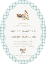 Load image into Gallery viewer, Mama Duck Baby Shower Invitation | Blue Gingham with Duckling Design