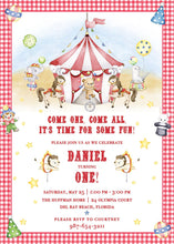 Load image into Gallery viewer, Circus Birthday Invitation | Under the Big Top Party Invite