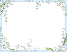 Load image into Gallery viewer, Lily of the Valley Notecards | Personalized Blue Floral Stationery