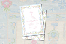 Load image into Gallery viewer, Watercolor Baptism Invitation for Girl | Classic Floral Baby Dedication and Christening Invitation