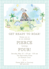 Load image into Gallery viewer, Dinosaur Birthday Invitation | Roar I’m Four Invite | Preppy Dino Party