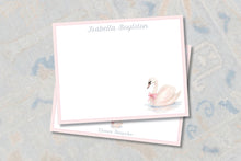 Load image into Gallery viewer, Personalized Swan Notecards | Pink Baby Girl Thank You Cards