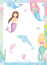 Load image into Gallery viewer, Mermaid Girl Birthday Invitation | Watercolor Ocean Part Invite | Printed or Digital