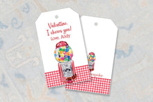 Load image into Gallery viewer, Customizable Bubble Gum Valentine Tags - I Chews You Printable Class Tags