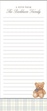 Load image into Gallery viewer, Personalized Baby Shower Notepad – Teddy Bear Plaid | Custom Baby Notes