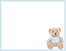 Load image into Gallery viewer, Personalized Polo Teddy Bear Stationery Set | Blue Baby Boy Note Cards