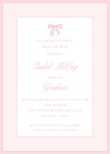 Load image into Gallery viewer, Classic Watercolor Bow Baby Shower Invitation / Preppy Baby Shower Invitation / Grandmillennial Baby Girl Shower / Southern Baby Girl Shower