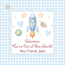 Load image into Gallery viewer, Space Valentine Tags | Printable Valentine Gift Tags | Gingham Space Classroom Labels