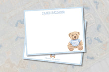 Load image into Gallery viewer, Personalized Polo Teddy Bear Stationery Set | Blue Baby Boy Note Cards