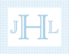 Load image into Gallery viewer, Watercolor Boy Nursery Wall Art Set | Blue Gingham Monogram, Labrador, Bow and Rocking Horse