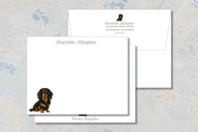 Load image into Gallery viewer, Longhaired Dachshund Stationery | Personalized Wiener Dog Notecards
