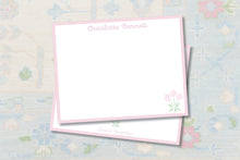Load image into Gallery viewer, Personalized Pink Tulip Stationery Set | Baby Girl Thank You Notes