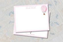 Load image into Gallery viewer, Personalized Baby Girl Stationery | Hot Air Balloon Notecards | From the Nursery
