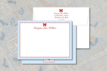 Load image into Gallery viewer, a set of two envelopes and a note card, all with a blue and white checkered pattern.