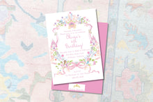 Load image into Gallery viewer, Princess Birthday Invitation | Watercolor Birthday Crest