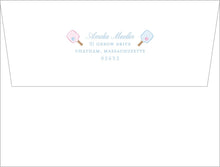 Load image into Gallery viewer, Personalized Pickleball Stationery Set | Pink Blue Paddles Note Cards