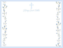 Load image into Gallery viewer, Baptism Thank You Cards | Boy Watercolor Floral Cross | Personalized