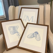 Load image into Gallery viewer, Blue Watercolor Baby Boy Nursery Art | Classic Southern Monogram Prints