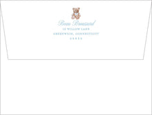 Load image into Gallery viewer, Blue Gingham Teddy Bear Stationery | Personalized Baby Boy Note Cards