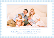 Load image into Gallery viewer, Gingham Baby Boy Birth Announcement
