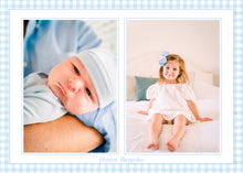 Load image into Gallery viewer, Gingham Baby Boy Birth Announcement