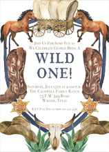 Load image into Gallery viewer, Wild One Cowboy Birthday Invitation | Western 1st Party Invite