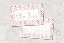 Load image into Gallery viewer, Personalized Laminated Placemat | Pink Strawberry Kids Place Mat | Custom Name Toddler Tablemat