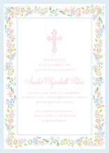 Load image into Gallery viewer, Watercolor Baptism Invitation for Girl | Classic Floral Baby Dedication and Christening Invitation