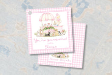 Load image into Gallery viewer, Pink Puppy Party Tags | Lets Pawty Stickers | Gingham Birthday