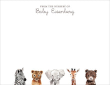 Load image into Gallery viewer, Personalized Baby Stationery | Zoo Animals Notecards | Preppy