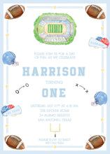 Load image into Gallery viewer, First Down 1st Birthday Invitation | Preppy Football Digital Invite Or Paper
